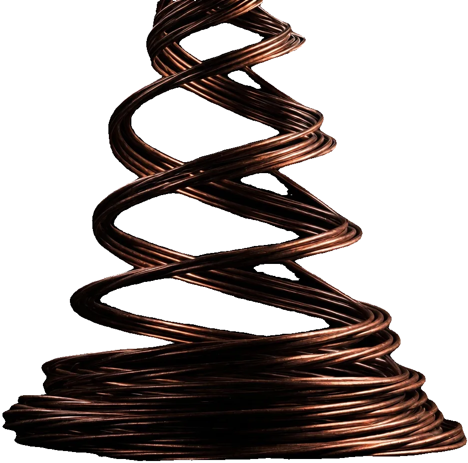 Spirale de fil de cuivre détourée, symbole du point de départ